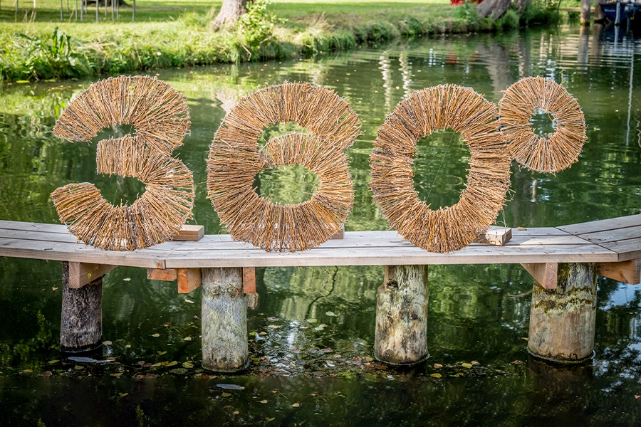 Logo 360° aus Weidenzweigen